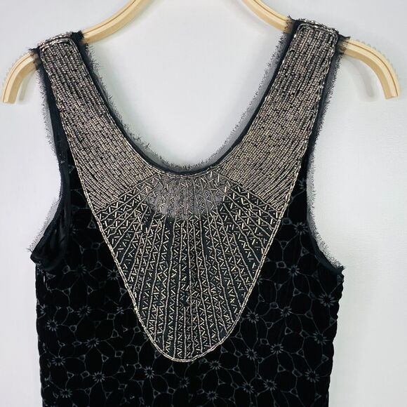 Free People Velvet Eyelet Beaded Shift Dress Size 4 - Picture 3 of 10